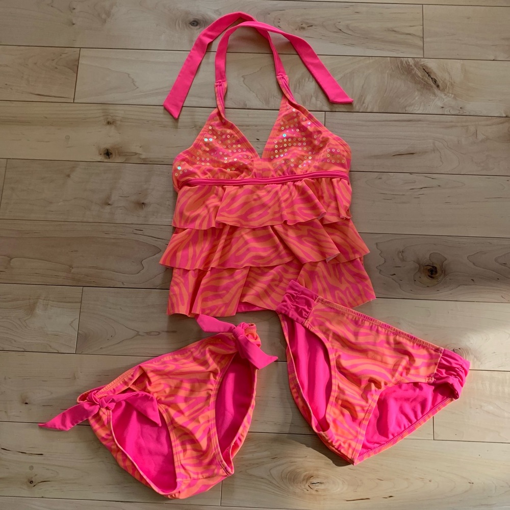 Justice 3 piece Tankini Bathing Suit Set 🌺 Size 12.
